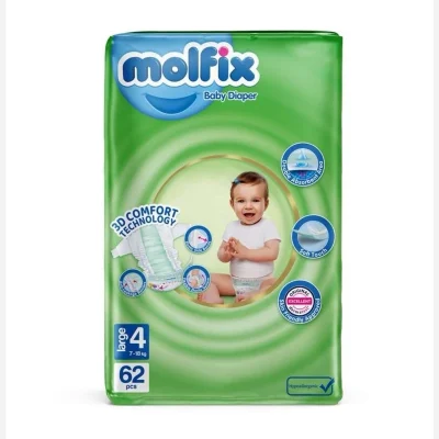 پوشک مولفیکس مدل چسبی سایز 4 بسته 62 عددی